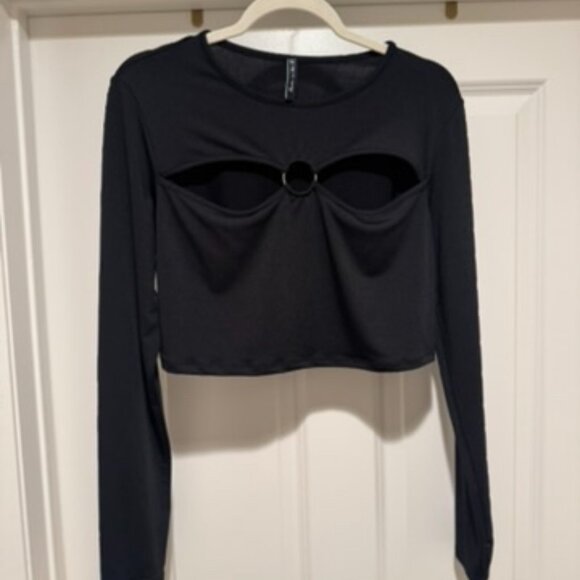 NWOT ASOS ASYOU Black Ring Detail Cut Out Long Sleeve Top - Picture 2 of 3